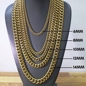 Gold Chain Necklace cubana 8mm 18 inches